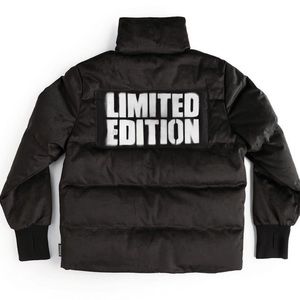 NUNUNU children’s unisex black velvet Limited Edition winter jacket size 8/9